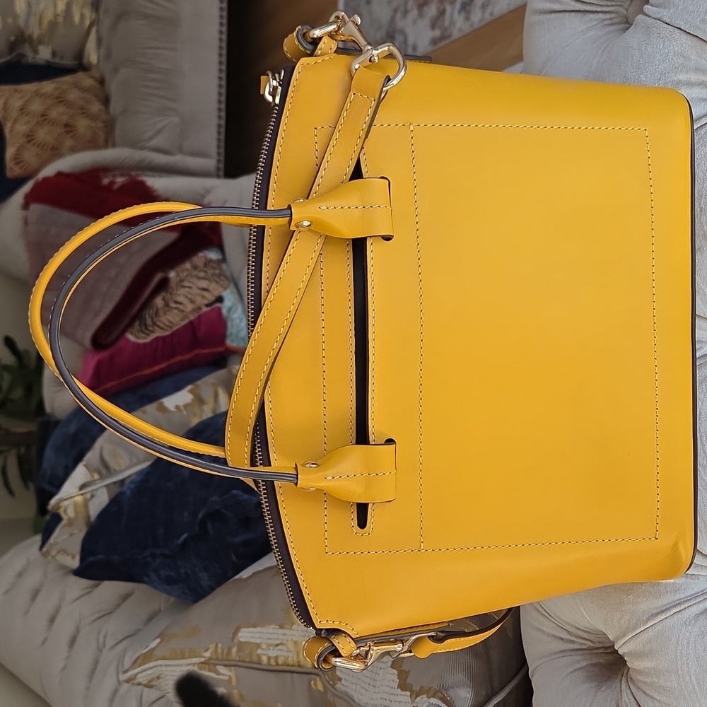 Dooney & Bourke Beacon Domed Satchel Bag In Mustard yellow smooth leather - Picture 7 of 15